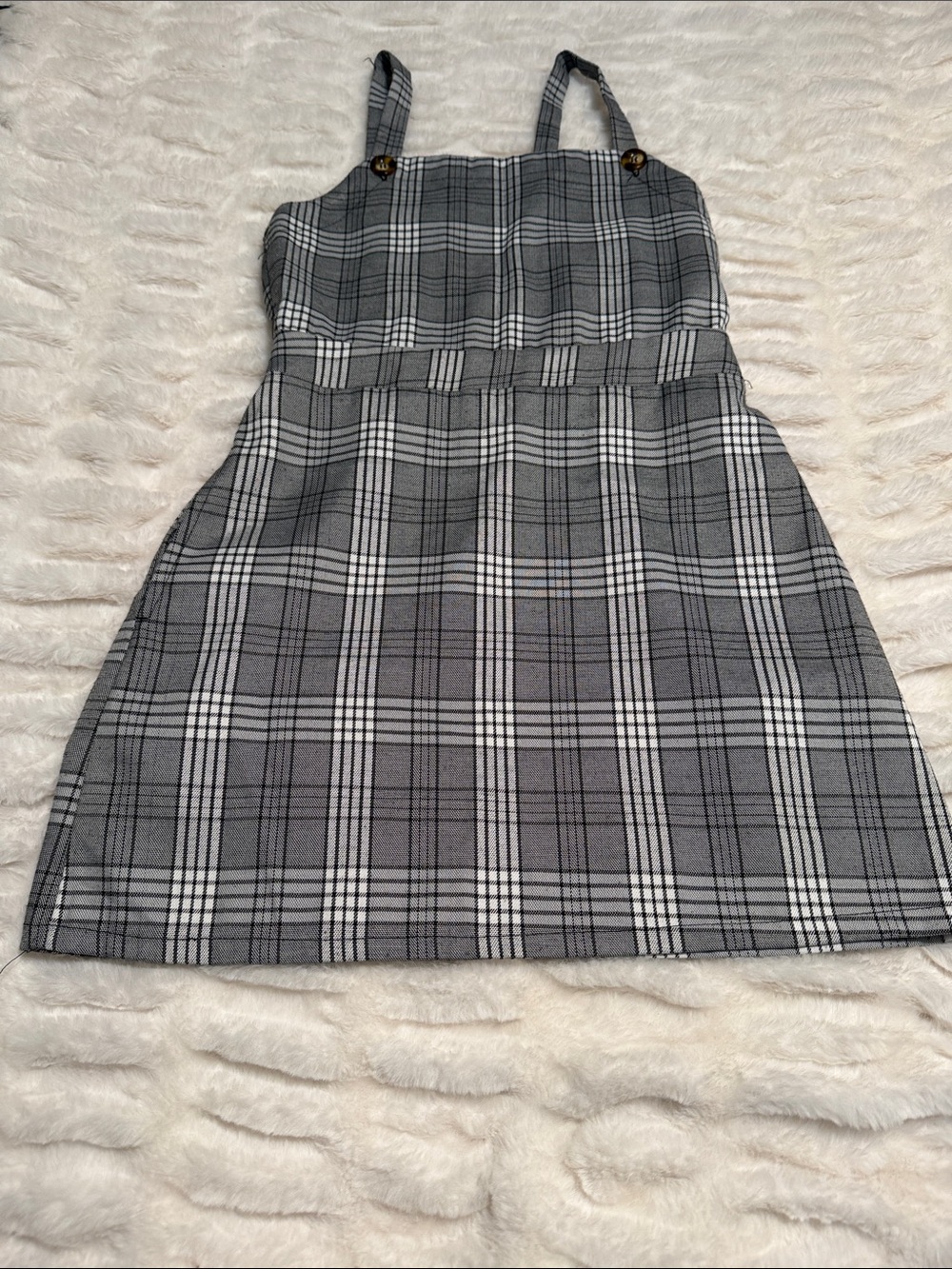 Mia Chica Black and White Plaid Mini Pinafore